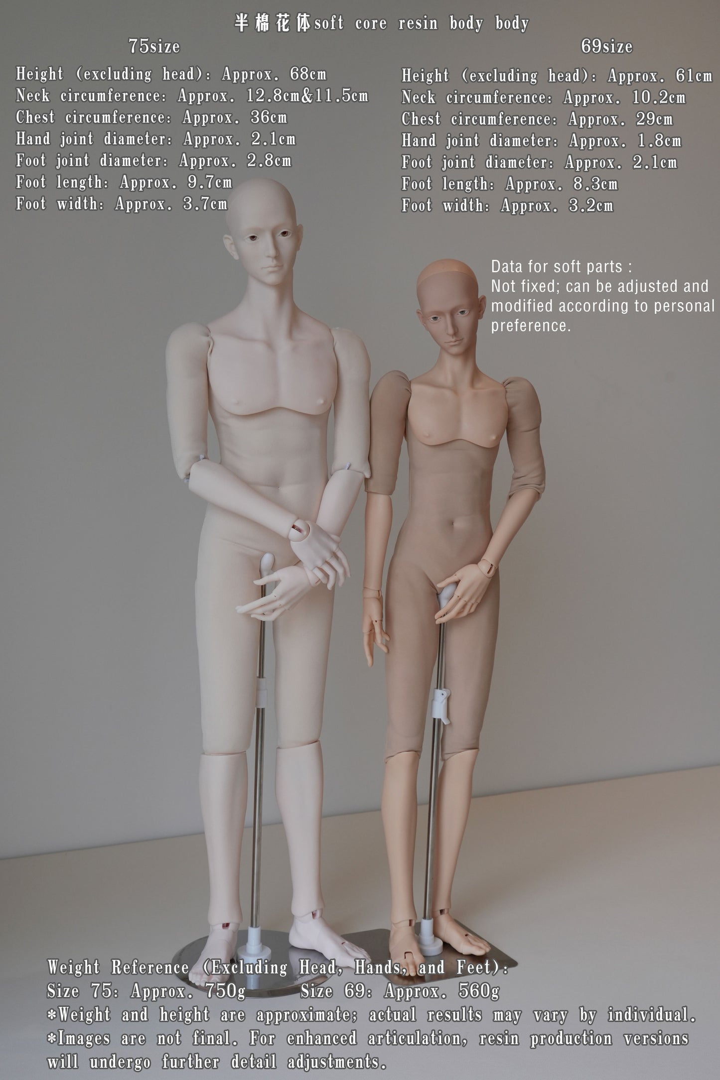 75cm BJD - Travel-friendly Body